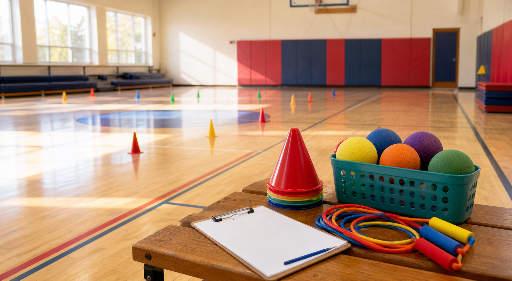 PE equipment ready for student activities